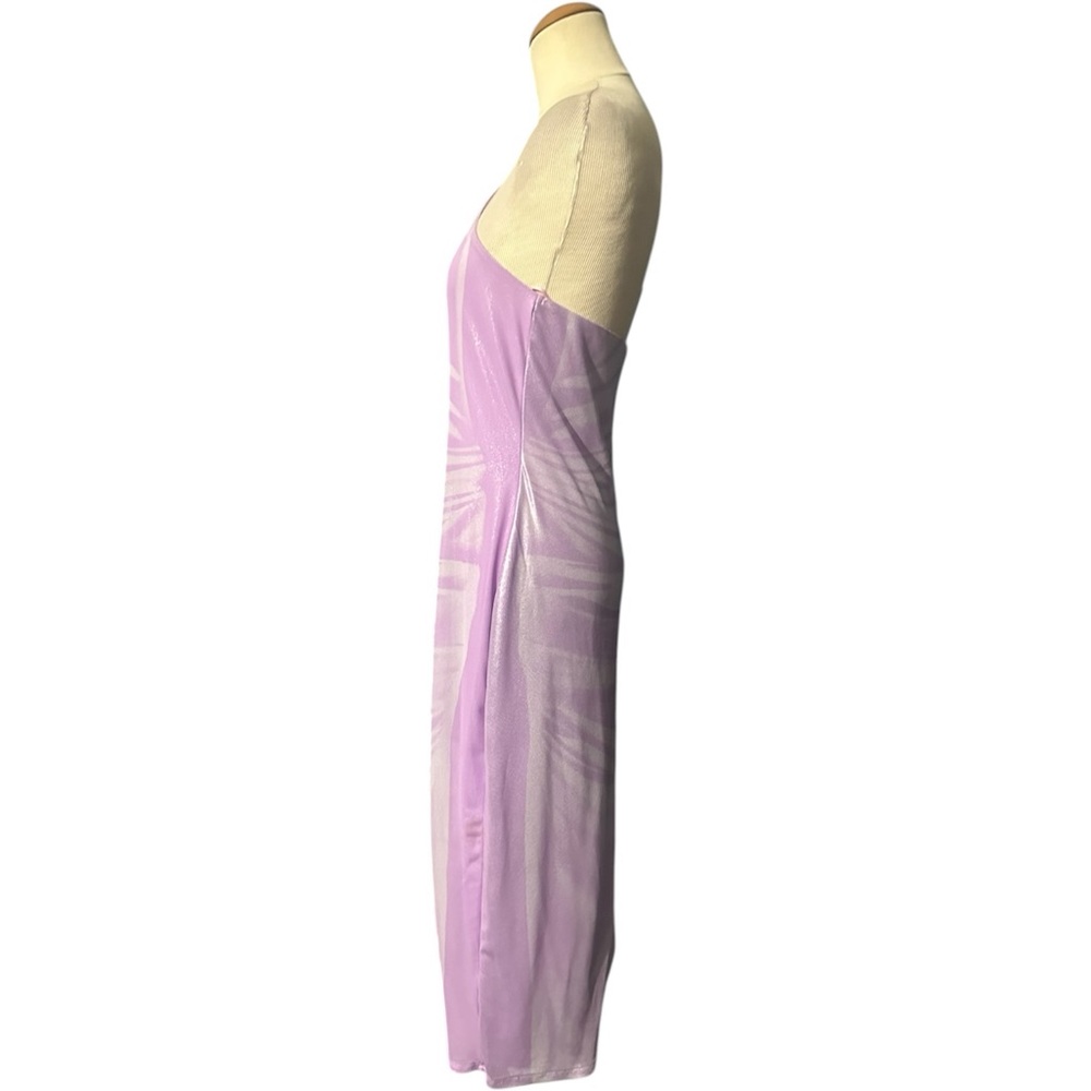 AFRM One Shoulder Orchid Shine Lilac Midi Dress Size Medium - Picture 2 of 3